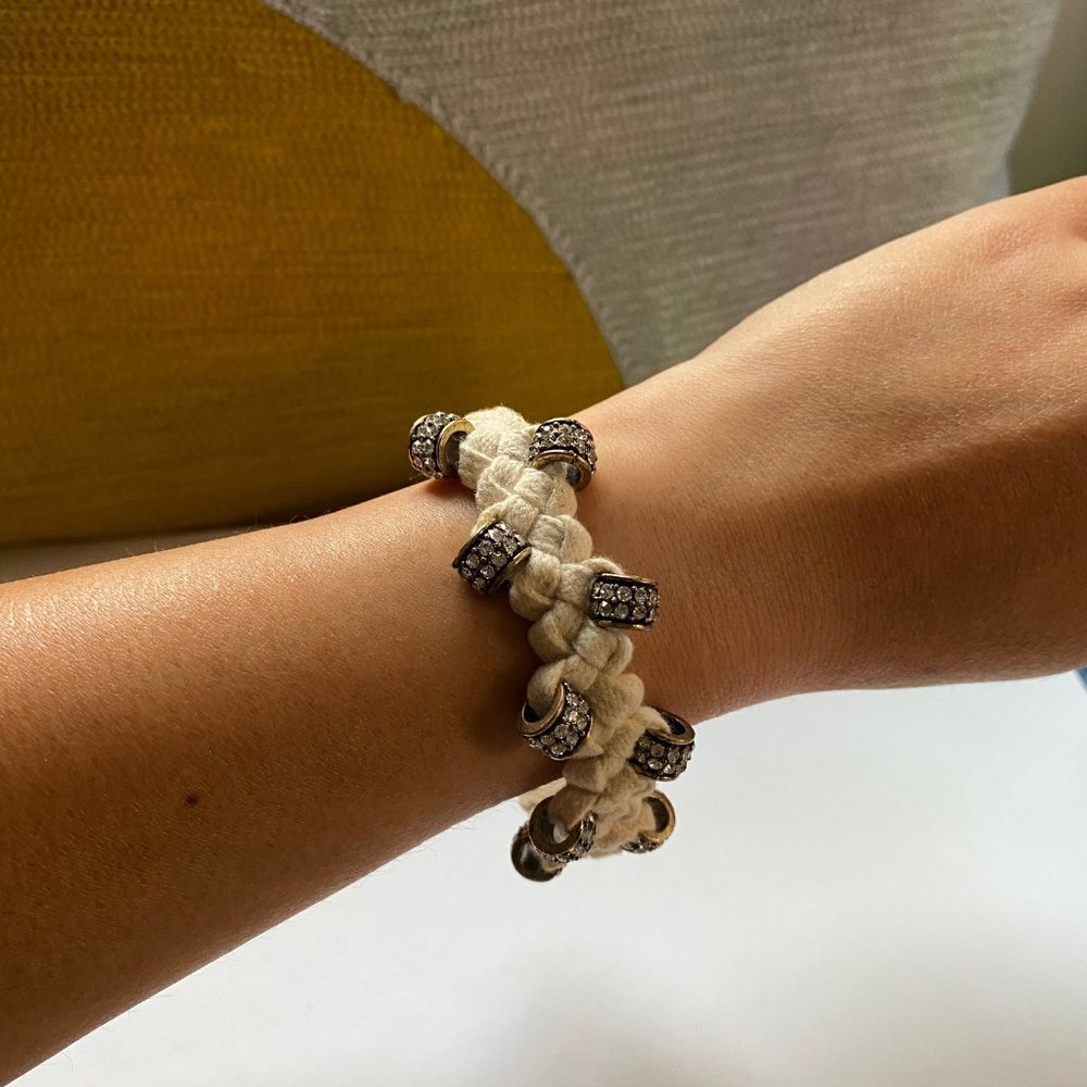 JCREW Cream Rope and Rhinestones Bracelet - Picture 3 of 5